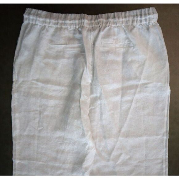 Charter Club Women's Petite Sz L White 100% Linen Drawstring Cropped Pants - Picture 6 of 9